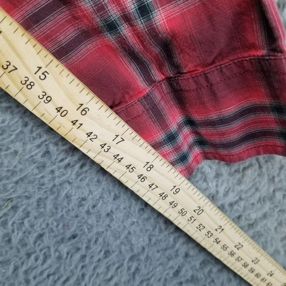 American Eagle Outfitters Shirt Mens Large Red Plaid Long Sleeve Button Up Slim - Picture 8 of 10
